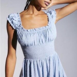 urban outfitters rosie smocked tierred ruffle romper